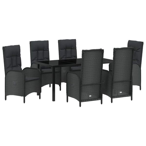 Комплект за хранене в градината 7 pcs Черно полиратан