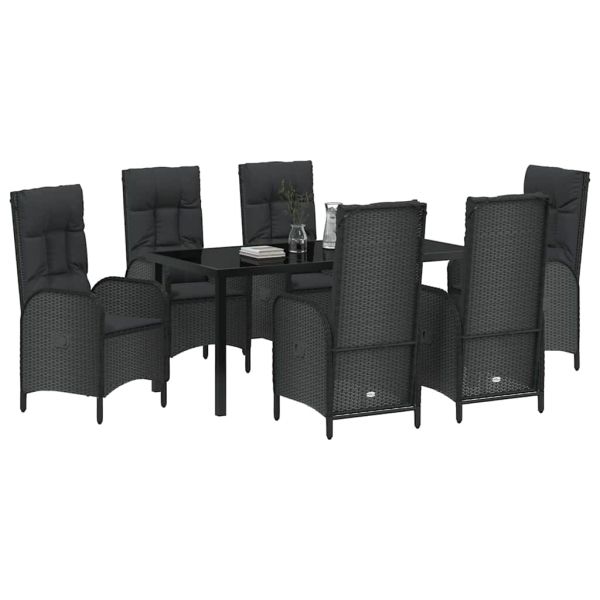 Комплект за хранене в градината 7 pcs Черно полиратан