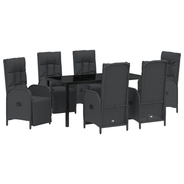 Комплект за хранене в градината 7 pcs Черно полиратан