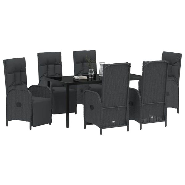 Комплект за хранене в градината 7 pcs Черно полиратан