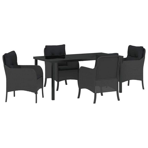 Комплект за хранене в градината 5 pcs Черно полиратан
