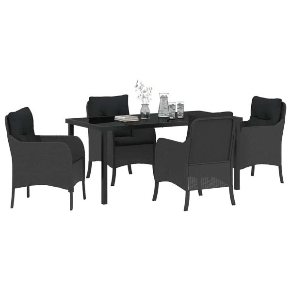 Комплект за хранене в градината 5 pcs Черно полиратан