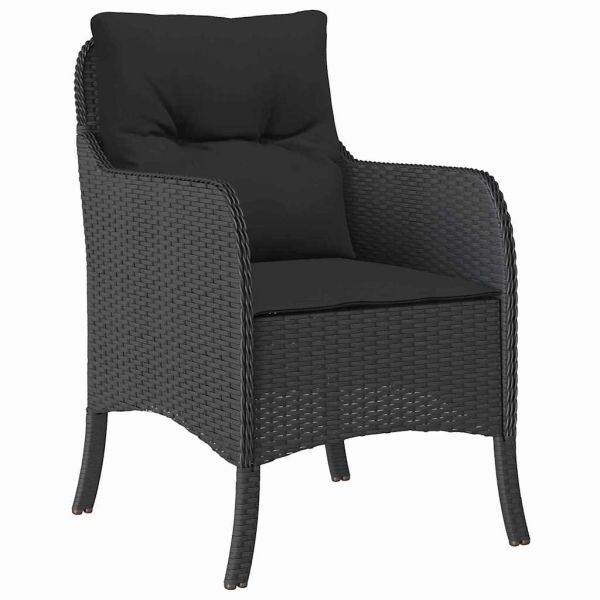 Комплект за хранене в градината 7 pcs Черно полиратан