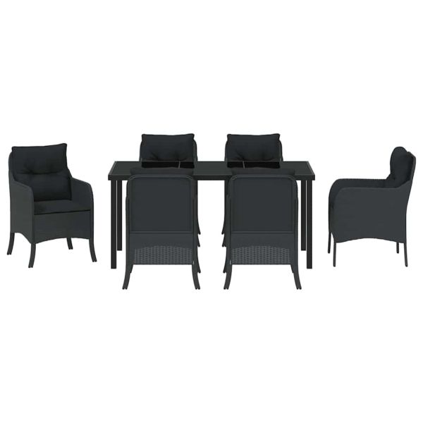Комплект за хранене в градината 7 pcs Черно полиратан