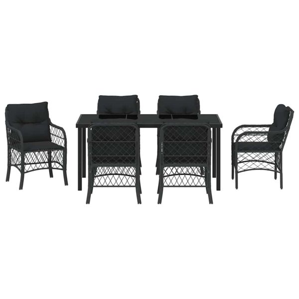 Комплект за хранене в градината 7 pcs Черно полиратан
