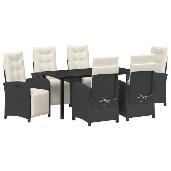 Комплект за хранене в градината 7 pcs Черно полиратан