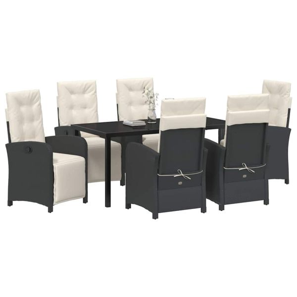 Комплект за хранене в градината 7 pcs Черно полиратан
