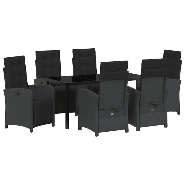 Комплект за хранене в градината 7 pcs Черно полиратан