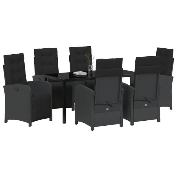 Комплект за хранене в градината 7 pcs Черно полиратан