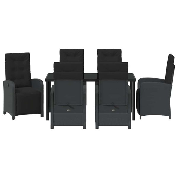 Комплект за хранене в градината 7 pcs Черно полиратан