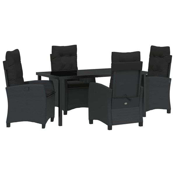 Комплект за хранене в градината 5 pcs Черно полиратан
