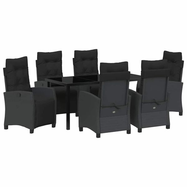 Комплект за хранене в градината 7 pcs Черно полиратан