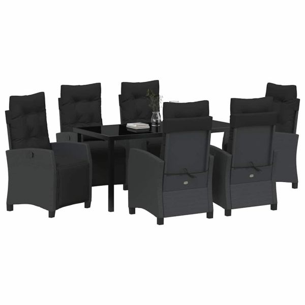 Комплект за хранене в градината 7 pcs Черно полиратан