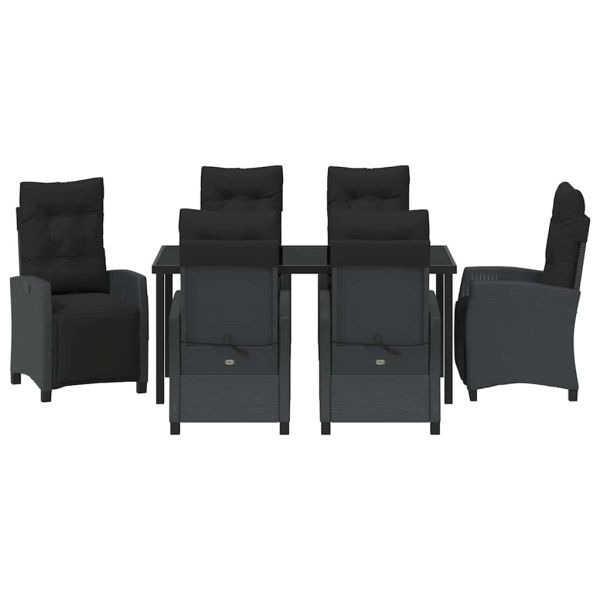 Комплект за хранене в градината 7 pcs Черно полиратан