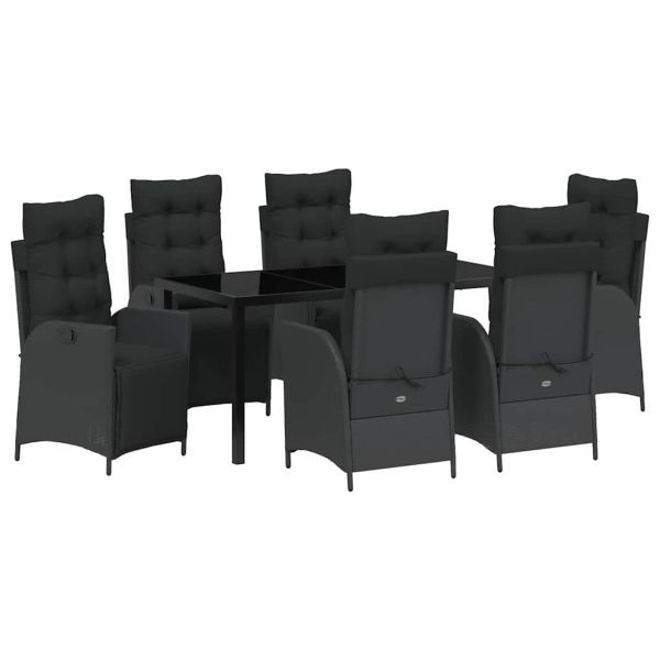 Комплект за хранене в градината 7 pcs Черно полиратан