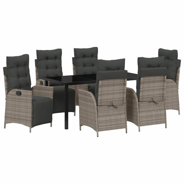 Комплект за хранене в градината 7 pcs Сив полиратан