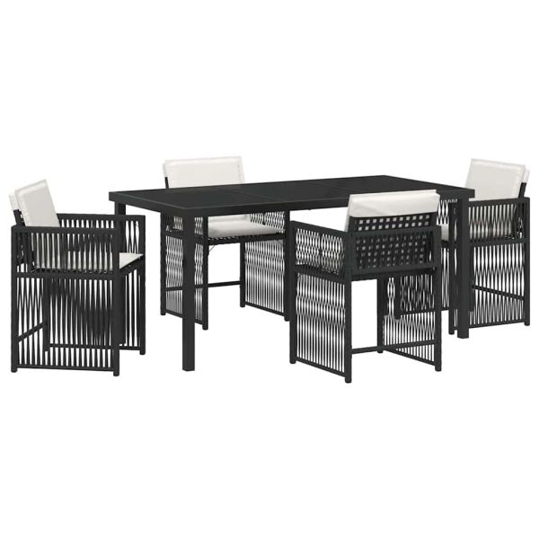 Комплект за хранене в градината 5 pcs Черно полиратан