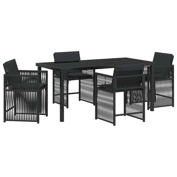 Комплект за хранене в градината 5 pcs Черно полиратан