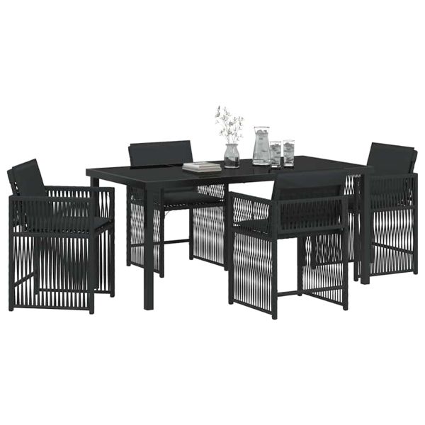 Комплект за хранене в градината 5 pcs Черно полиратан