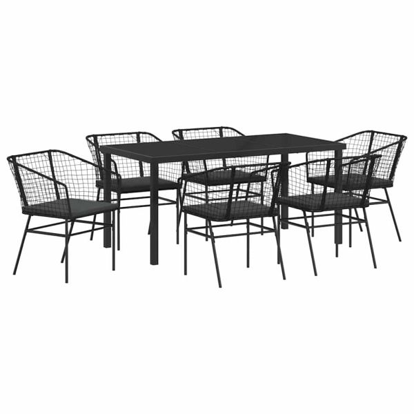 Комплект за хранене в градината 7 pcs Черно полиратан