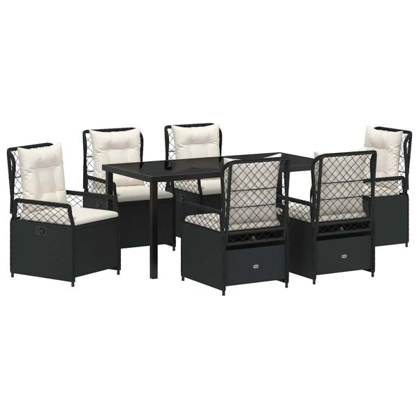 Комплект за хранене в градината 7 pcs Черно полиратан