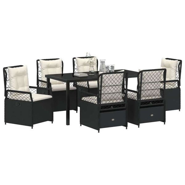 Комплект за хранене в градината 7 pcs Черно полиратан