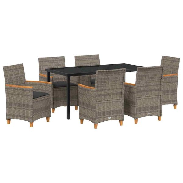 Комплект за хранене в градината 7 pcs Сив полиратан