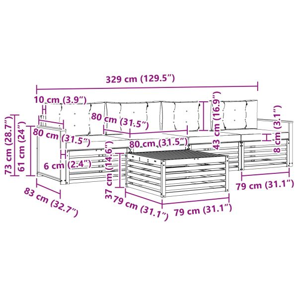Комплект дивани за открито 5 pcs Натурален и Бежов