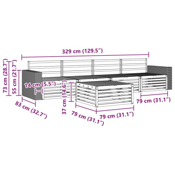 Комплект дивани за открито 5 pcs Натурално