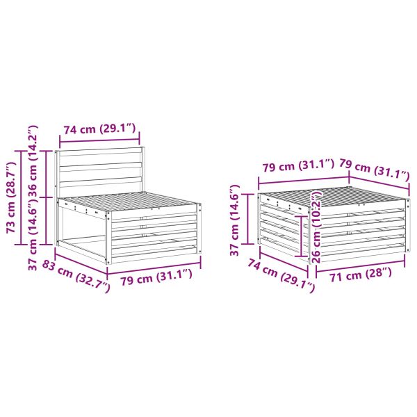 Комплект дивани за открито 5 pcs Натурално