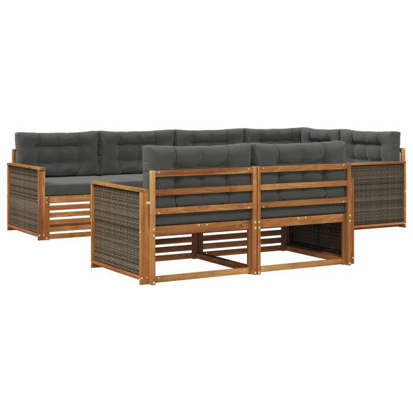Комплект дивани за открито 7 pcs Натурален и Антрацит