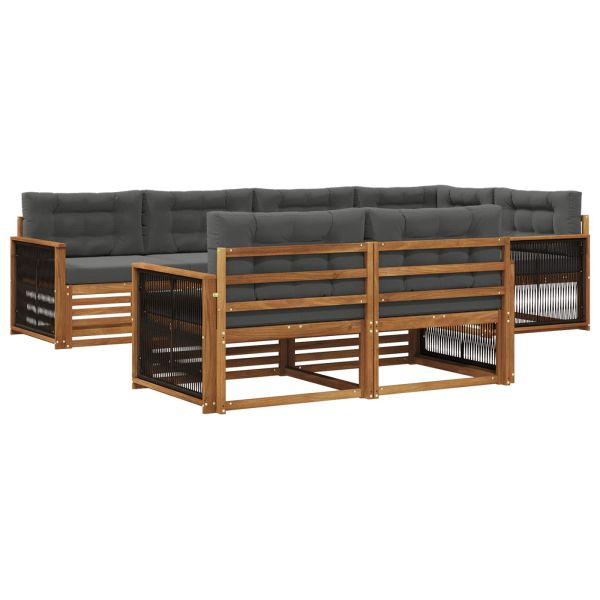 Комплект дивани за открито 7 pcs Натурален и Антрацит