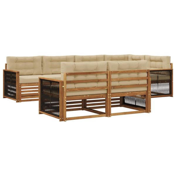 Комплект дивани за открито 7 pcs Натурален и Бежов