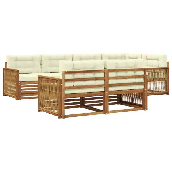 Комплект дивани за открито 7 pcs Натурален и Крема