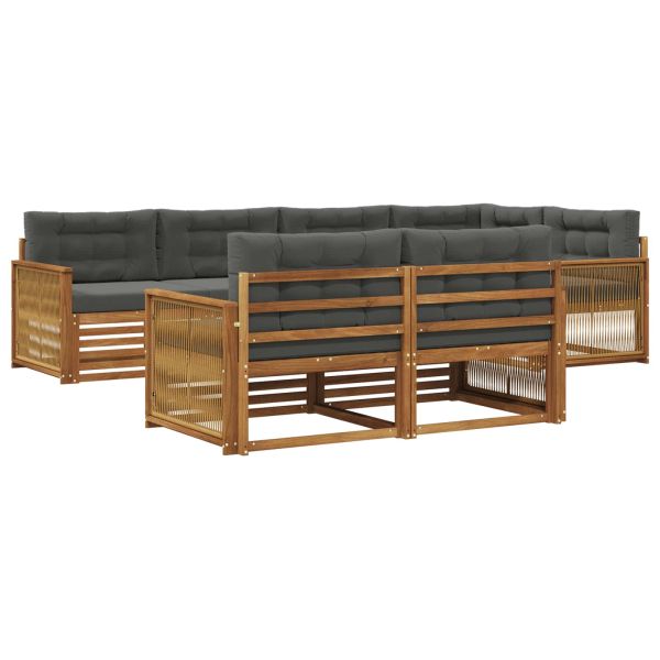 Комплект дивани за открито 7 pcs Натурален и Антрацит