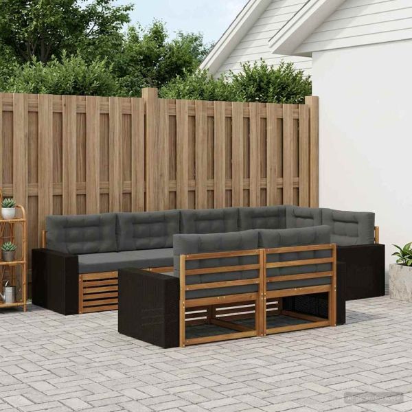 Комплект дивани за открито 7 pcs Натурален и Антрацит