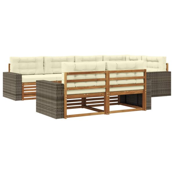 Комплект дивани за открито 7 pcs Натурален и Крема