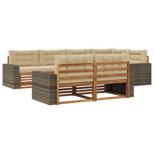 Комплект дивани за открито 7 pcs Натурален и Бежов