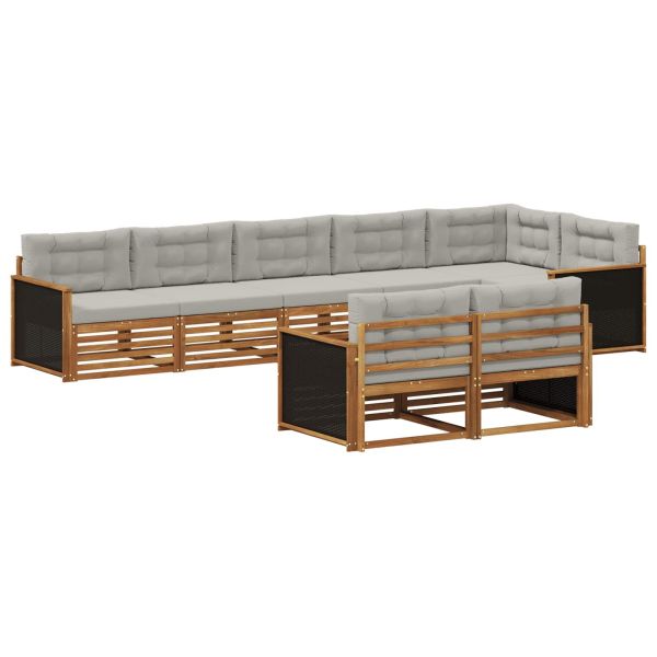 Комплект дивани за открито 8 pcs Натурално и светлосиво