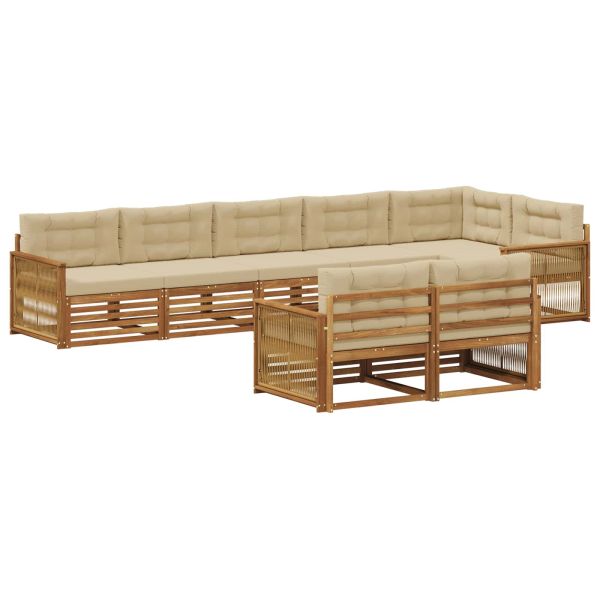 Комплект дивани за открито 8 pcs Натурален и Бежов