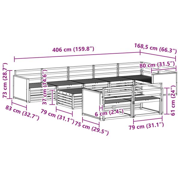 Комплект дивани за открито 9 pcs