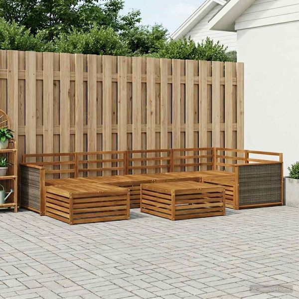 Комплект дивани за открито 7 pcs Натурално
