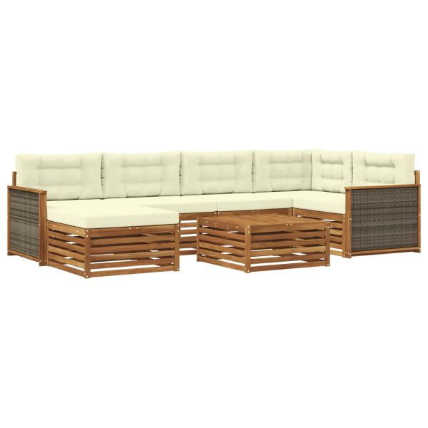 Комплект дивани за открито 7 pcs Натурален и Крема