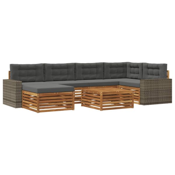 Комплект дивани за открито 7 pcs Натурален и Антрацит