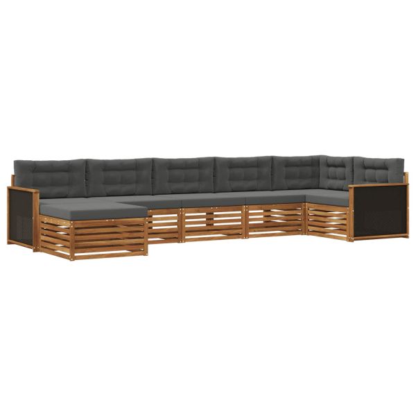 Комплект дивани за открито 7 pcs Натурален и Антрацит