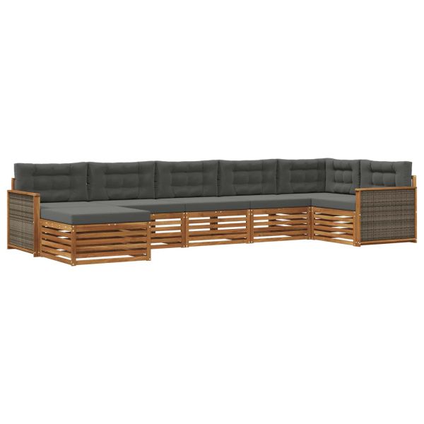 Комплект дивани за открито 7 pcs Натурален и Антрацит