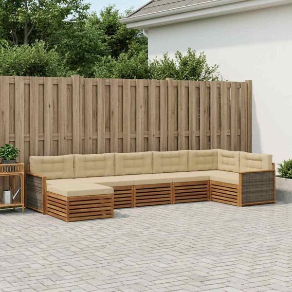 Комплект дивани за открито 7 pcs Натурален и Бежов