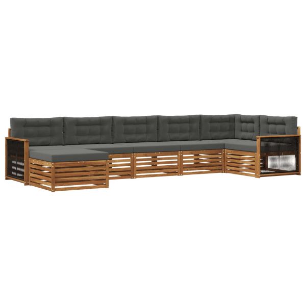 Комплект дивани за открито 7 pcs Натурален и Антрацит