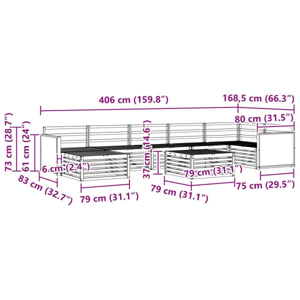 Комплект дивани за открито 8 pcs Натурално