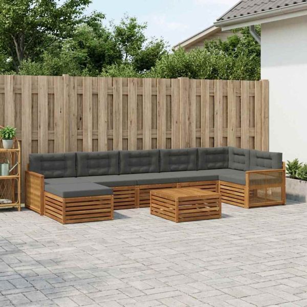 Комплект дивани за открито 8 pcs Натурален и Антрацит